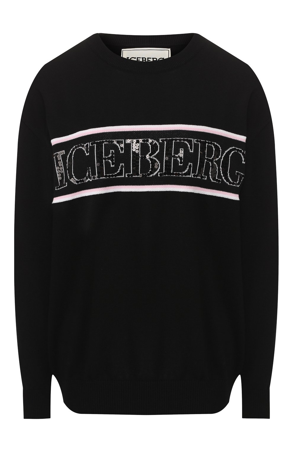 Хлопковый пуловер ICEBERG черного цвета по цене 47850 руб., арт. 19E I2P0/A002/7604, фото 1 Хлопковый пуловер ICEBERG, арт. 19E I2P0/A002/7604, фото 1