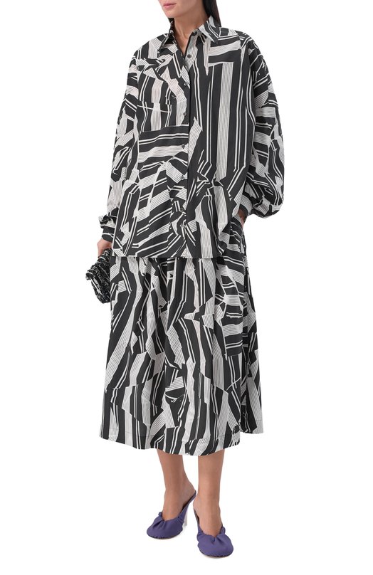Хлопковая рубашка Dries Van Noten 130700/3003 Чёрно-белый  130700/3003 Фото 2