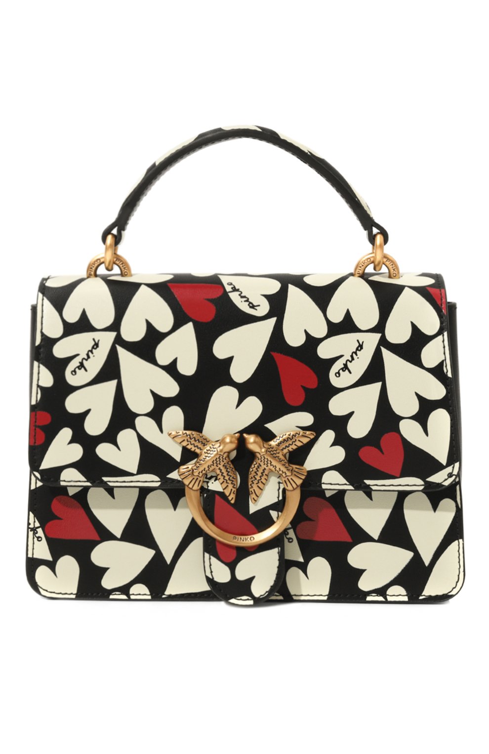 Сумка love one PINKO черно-белого цвета по цене 52480 руб., арт. 100071-A1J7, фото 1 Сумка love one PINKO, арт. 100071-A1J7, фото 1