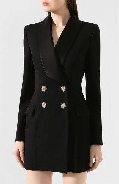 Шерстяное платье BALMAIN черного цвета по цене 199500 руб., арт. TF16224/167L, фото 3 Шерстяное платье BALMAIN, арт. TF16224/167L, фото 3