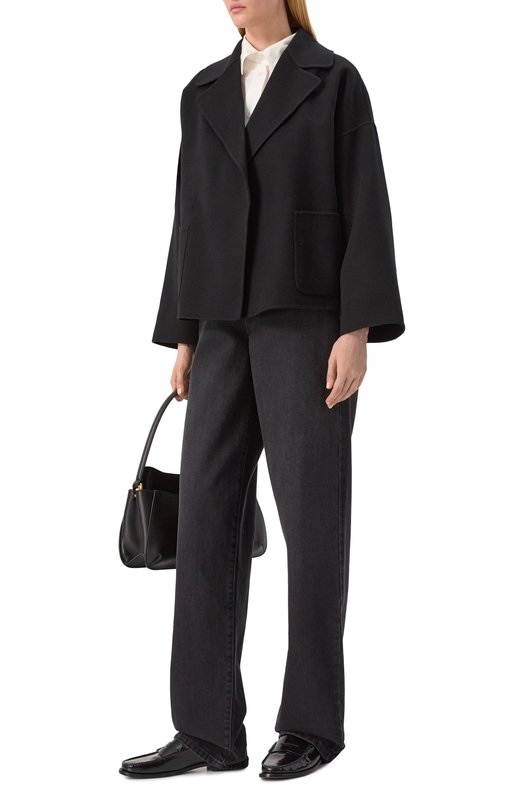 Полупальто из шерсти и шелка Max Mara Studio BLASY Чёрный  BLASY Фото 2