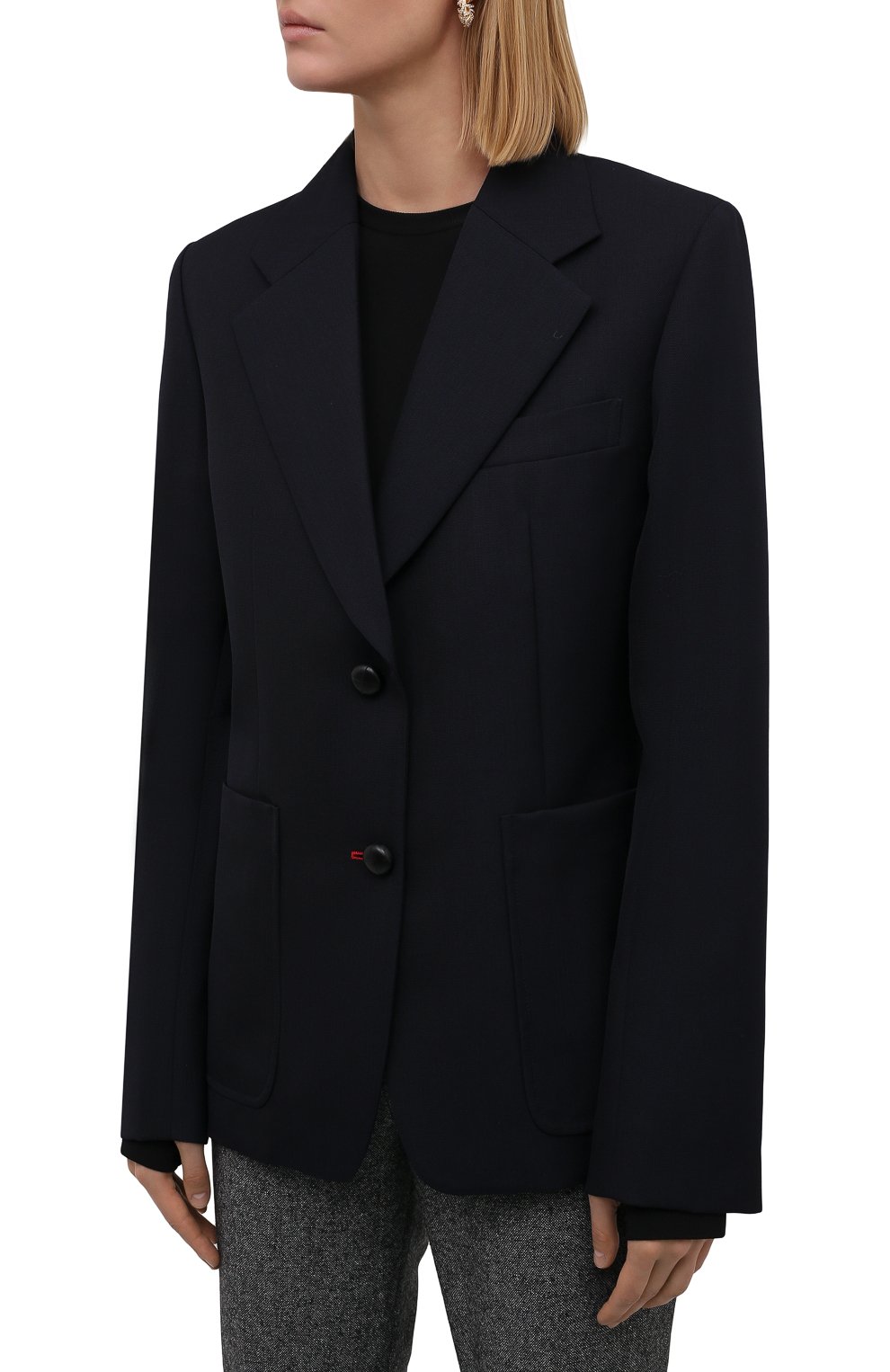Шерстяной жакет VICTORIA BECKHAM темно-синего цвета по цене 129500 руб., арт. 1521WJK002856C, фото 3 Шерстяной жакет VICTORIA BECKHAM, арт. 1521WJK002856C, фото 3