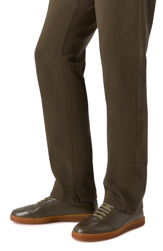 Кожаные кеды Corneliani 26TM60-2620933 Хаки  26TM60-2620933 Фото 3