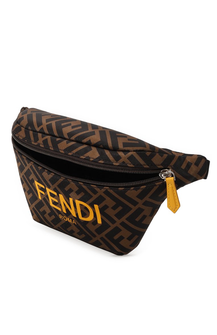 Детская поясная сумка FENDI коричневого цвета, арт. 7VB011/AKPV | Фото 3 (Материал: Текстиль; Нос: Не проставлено; Материал сплава: Проставлено)