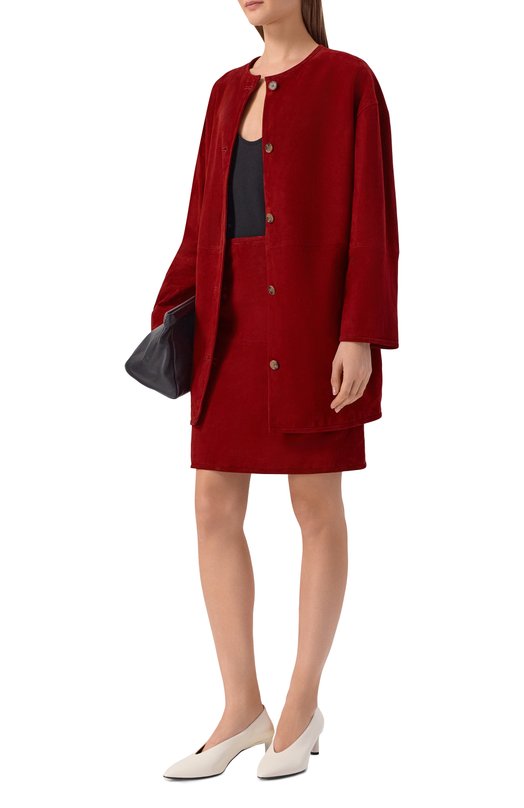 Замшевое пальто Loulou de Saison WAREN Красный  WAREN Фото 2