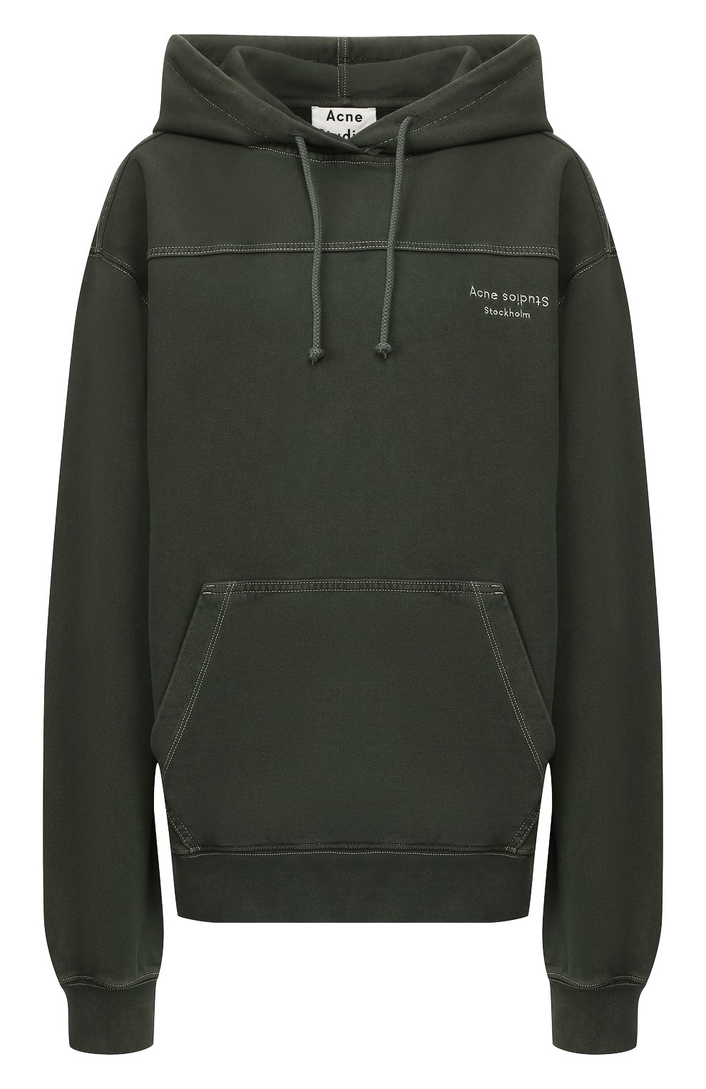 Хлопковое худи ACNE STUDIOS зеленого цвета по цене 21350 руб., арт. AI0035, фото 1 Хлопковое худи ACNE STUDIOS, арт. AI0035, фото 1