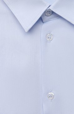Детская хлопковая рубашка DAL LAGO голубого цвета, арт. N402/1165/7-12 | Фото 3 (Рукава: Длинные; Принт: Без принта; Материал сплава: Проставлено, Проверено; Материал внешний: Хлопок; Стили: Классический; Случай: Формальный; Мальчики-школьная �форма: Рубашки; Драгоценные камни: Проставлено; Статус проверки: Проверена категория; Ростовка одежда: 10 - 11 лет | 140 - 146см, 12 лет | 152 см, 7 лет | 122 см, 8 лет | 128 см, 9 лет | 134 см)