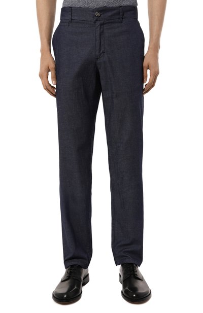 Брюки из хлопка и льна ZILLI темно-синего цвета по цене 126500 руб., арт. CP801BM0109VHST00, фото 3 Брюки из хлопка и льна ZILLI, арт. CP801BM0109VHST00, фото 3