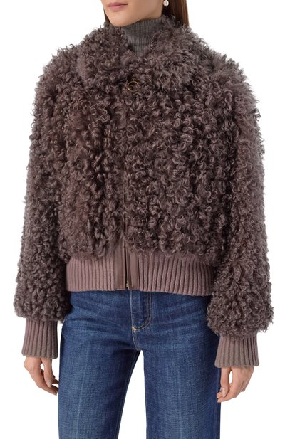 Бомбер из овчины CHLOÉ коричневого цвета по цене 540500 руб., арт. CHC24WCV03210, фото 3 Бомбер из овчины CHLOÉ, арт. CHC24WCV03210, фото 3