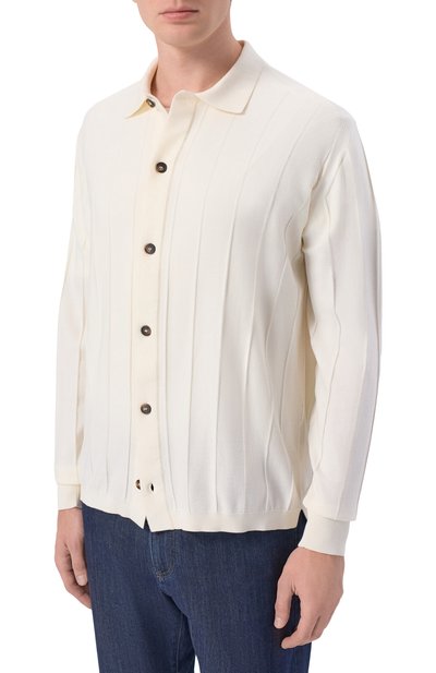 Кардиган из хлопка и шелка KITON кремового цвета по цене 208500 руб., арт. UMM078001, фото 3 Кардиган из хлопка и шелка KITON, арт. UMM078001, фото 3