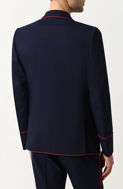 Шерстяной костюм с пиджаком на двух пуговицах GUCCI синего цвета по цене 285120 руб., арт. 451145/Z4967, фото 3 Шерстяной костюм с пиджаком на двух пуговицах GUCCI, арт. 451145/Z4967, фото 3