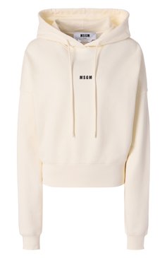 Женский хлопковое худи MSGM кремвого цвета, арт. 2000MDM509/300000 | Фото 1 (Драгоценные камни: Проставлено; Рукава: Длинные; Длина (для топов): Стандартные; Материал сплава: Проставлено; Стили: Кэжуэл; Женское Кросс-КТ: Худи-одежда; Материал внешний: Хлопок)
