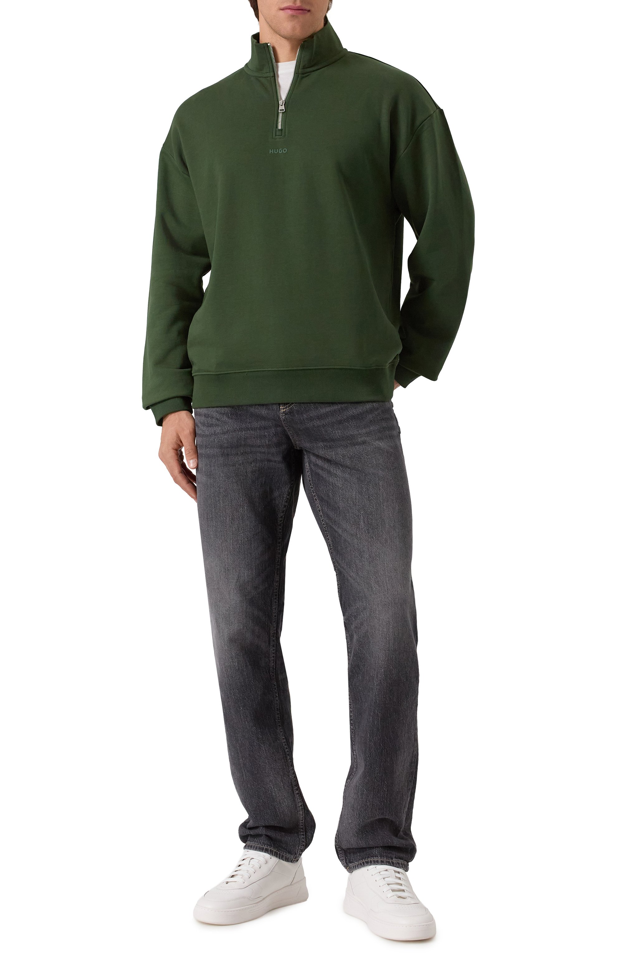 Хлопковый анорак HUGO зеленого цвета по цене 13600 руб., арт. 50525881, фото 2 Хлопковый анорак HUGO, арт. 50525881, фото 2