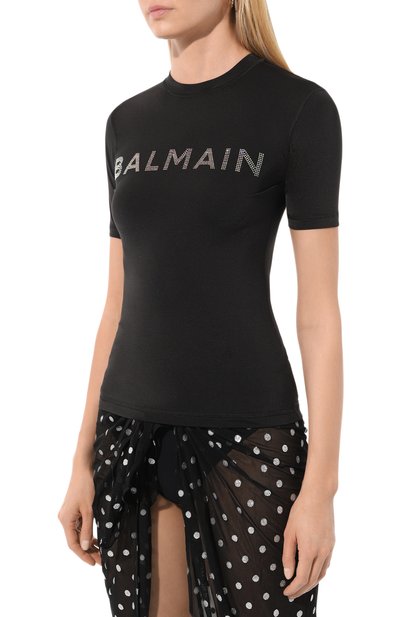 Футболка BALMAIN черного цвета по цене 34650 руб., арт. BKM201800, фото 3 Футболка BALMAIN, арт. BKM201800, фото 3
