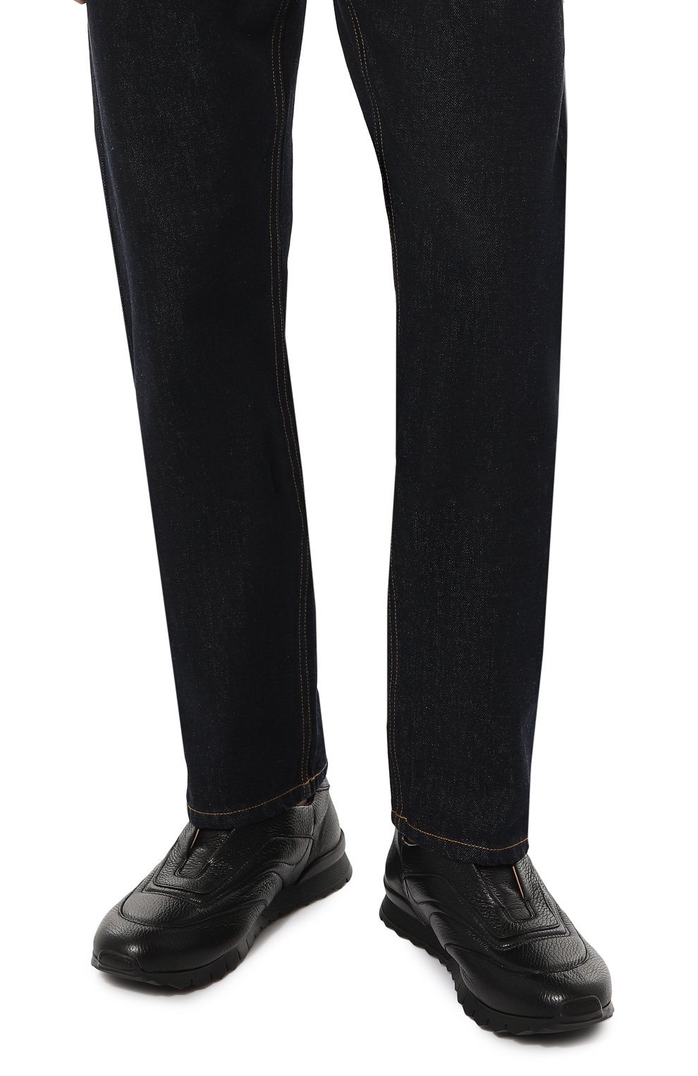 Кожаные кроссовки KITON черного цвета по цене 115500 руб., арт. USSFREEN00126, фото 3 Кожаные кроссовки KITON, арт. USSFREEN00126, фото 3