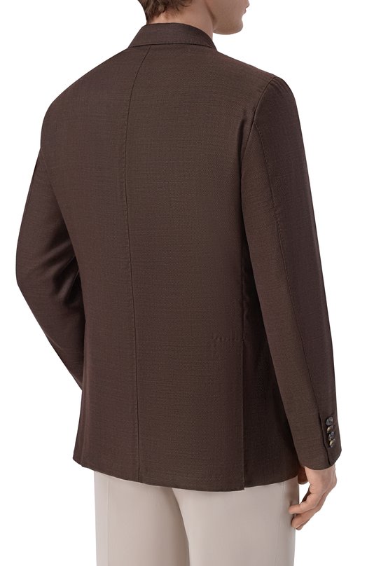 Шерстяной пиджак Andrea Campagna SALINA C0N SPALLINA BASSA/T26123 Коричневый  SALINA C0N SPALLINA BASSA/T26123 Фото 4
