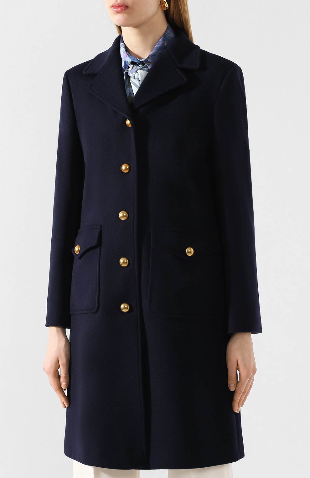Шерстяное пальто GUCCI темно-синего цвета по цене 285120 руб., арт. 494500/ZHW03, фото 3 Шерстяное пальто GUCCI, арт. 494500/ZHW03, фото 3