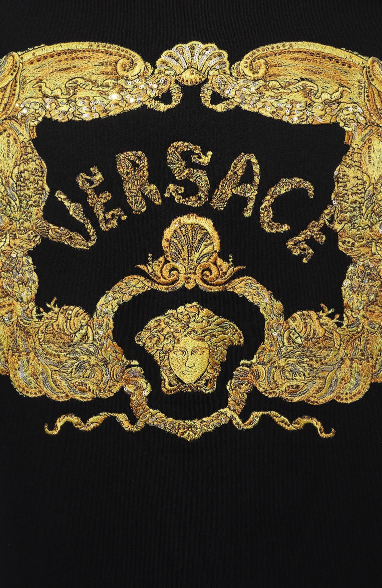 Мужской хлопковая толстовка VERSACE черного цвета, арт. 1011048/1A08035 | Фото 5 (Драгоценные камни: Проставлено; Материал внешний: Хлопок; Материал сплава: Проставлено; Длина (для топов): Стандартные; Рукава: Длинные; Мужское Кросс-КТ: Толстовка-одежда; Стили: Спорт-шик)