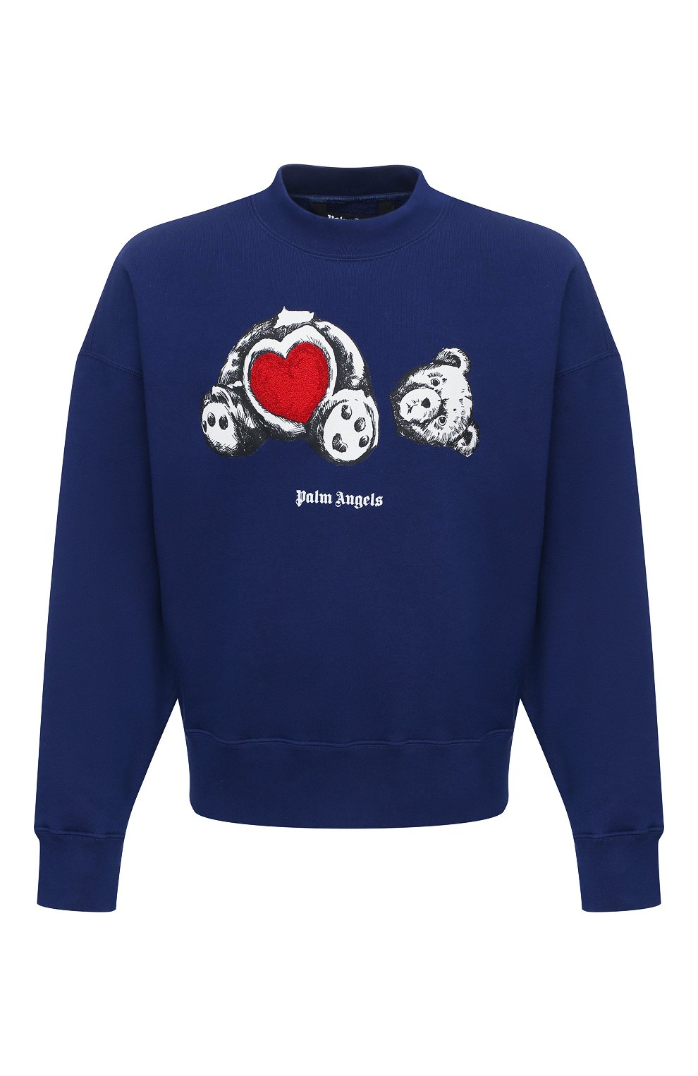 Хлопковый свитшот PALM ANGELS темно-синего цвета по цене 65850 руб., арт. PMBA026S21FLE0084601, фото 1 Хлопковый свитшот PALM ANGELS, арт. PMBA026S21FLE0084601, фото 1