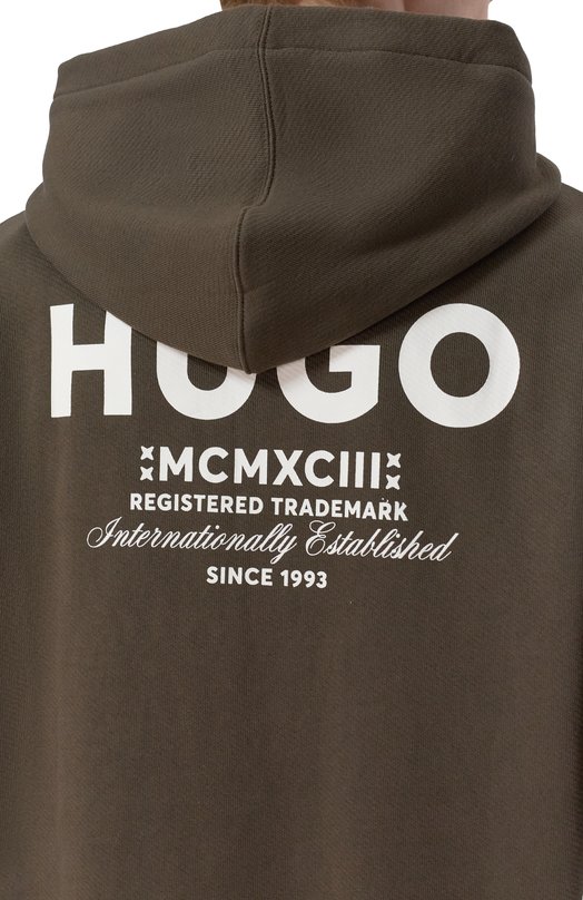 Хлопковое худи HUGO Blue 50510724 Коричневый  50510724 Фото 5