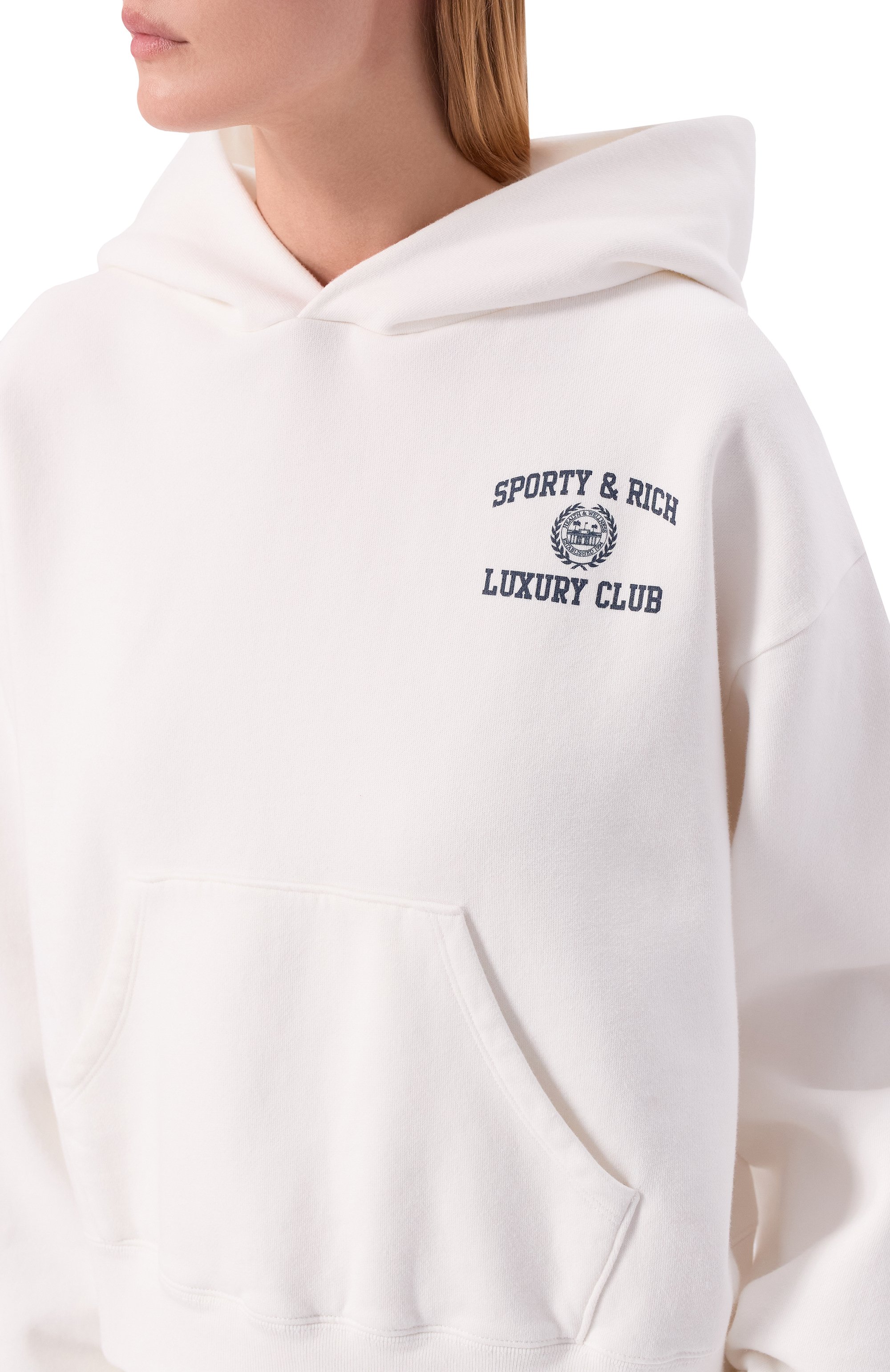 Хлопковое худи luxury club SPORTY AND RICH, арт. ST0987842WH01/S&R LUXURY CLUB H00DIE, фото 5