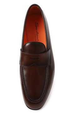 Мужские кожаные пенни-лоферы SANTONI темно-коричневого цвета, арт. MCNG19044LA3GNTG | Фото 6 (Материал сплава: Проставлено; Нос: Не проставлено; Материал внешний: Натуральная кожа; Материал �внутренний: Натуральная кожа; Стили: Классический)