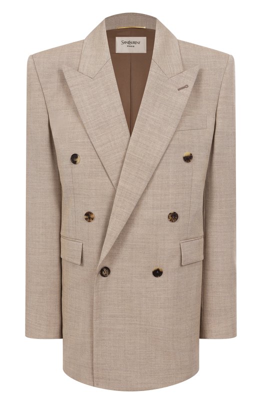 Шерстяной жакет Saint Laurent 823616/Y5K17 Бежевый 823616/Y5K17