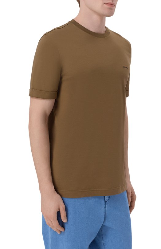 Хлопковая футболка Kiton UMK0891 Хаки  UMK0891 Фото 3