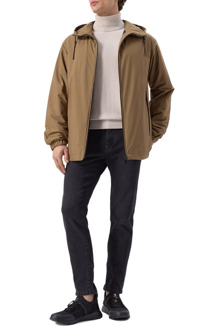Мужская куртка ZEGNA хаки цвета, арт. E205B/UET35A8 | Фото 2 (Драгоценные камни: Проставлено; Материал сплава: Проставлено; Материал подклада: Синтетический материал; Длина (верхняя одежда): Короткие; Рукава: Длинные)