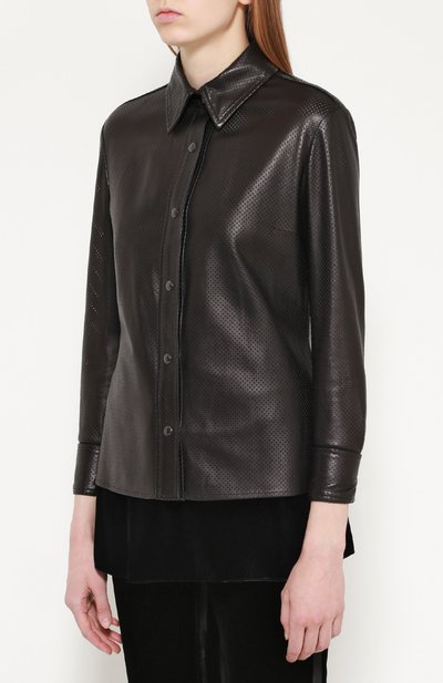Кожаная блуза прямого кроя с перфорацией TOM FORD, арт. CAL525/LEX130, фото 3