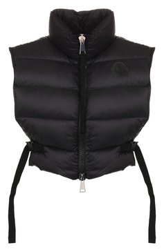 Женский пуховый жилет pettorina MONCLER черного цвета, арт. F1-093-3G500-00-C0459 | Фото 1 (Материал подклада: Синтетический материал; Материал внешний: Синтетический материал; Материал утеплителя: Пух и перо; Длина (верхняя одежда): Короткие; Женское Кросс-КТ: Верхняя одежда; Кросс-КТ: Пуховик; Драгоценные камни: Проставлено; Материал сплава: Проставлено)