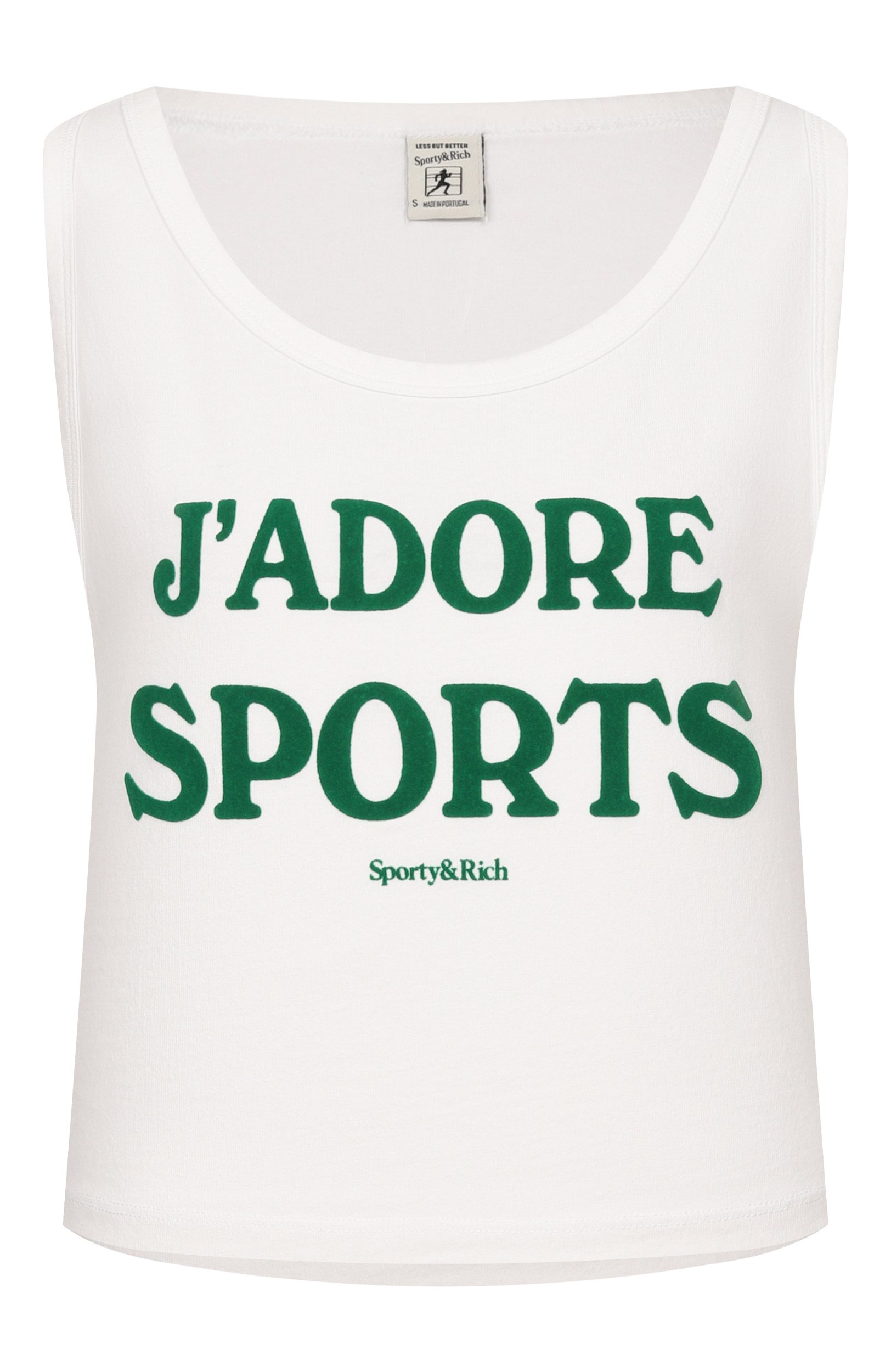 Хлопковая майка SPORTY AND RICH белого цвета по цене 12150 руб., арт. T012373702WH01, фото 1 Хлопковая майка SPORTY AND RICH, арт. T012373702WH01, фото 1