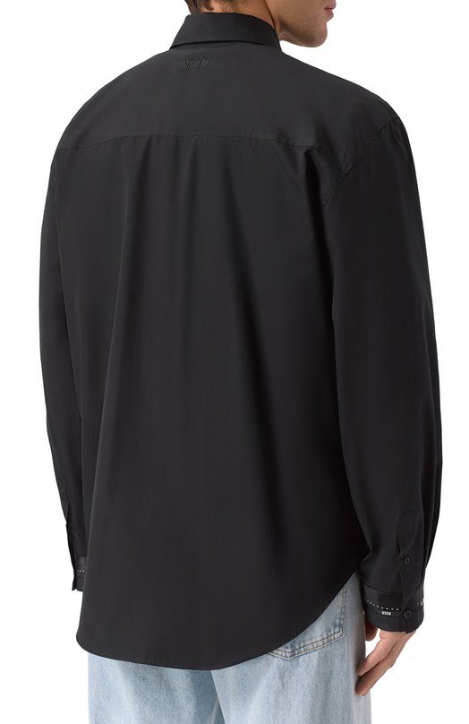 Хлопковая рубашка MSGM 3940ME13/257602 Чёрный  3940ME13/257602 Фото 4