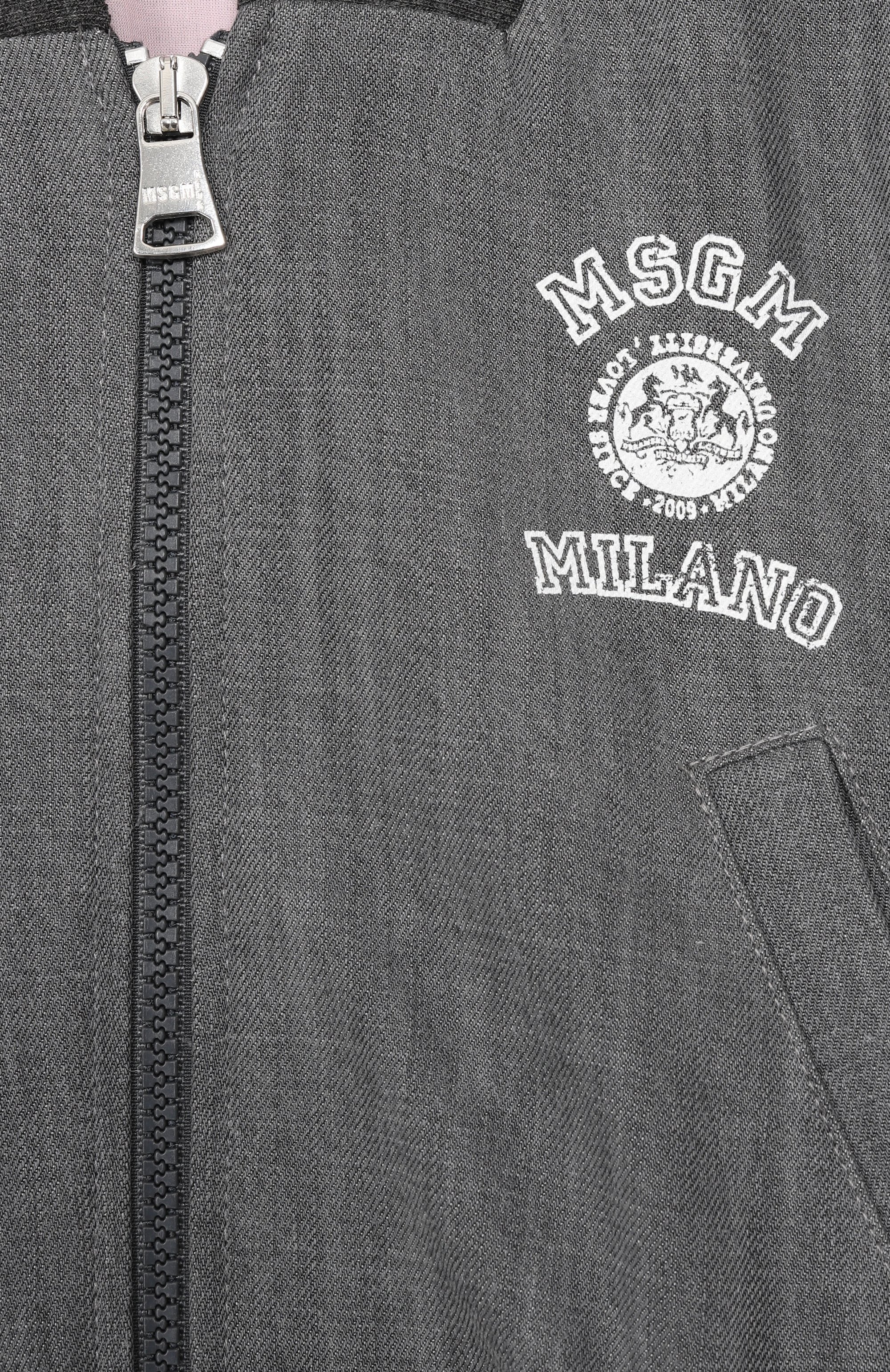 Бомбер MSGM KIDS темно-серого цвета по цене 26350 руб., арт. S6MSJGB0309, фото 3 Бомбер MSGM KIDS, арт. S6MSJGB0309, фото 3