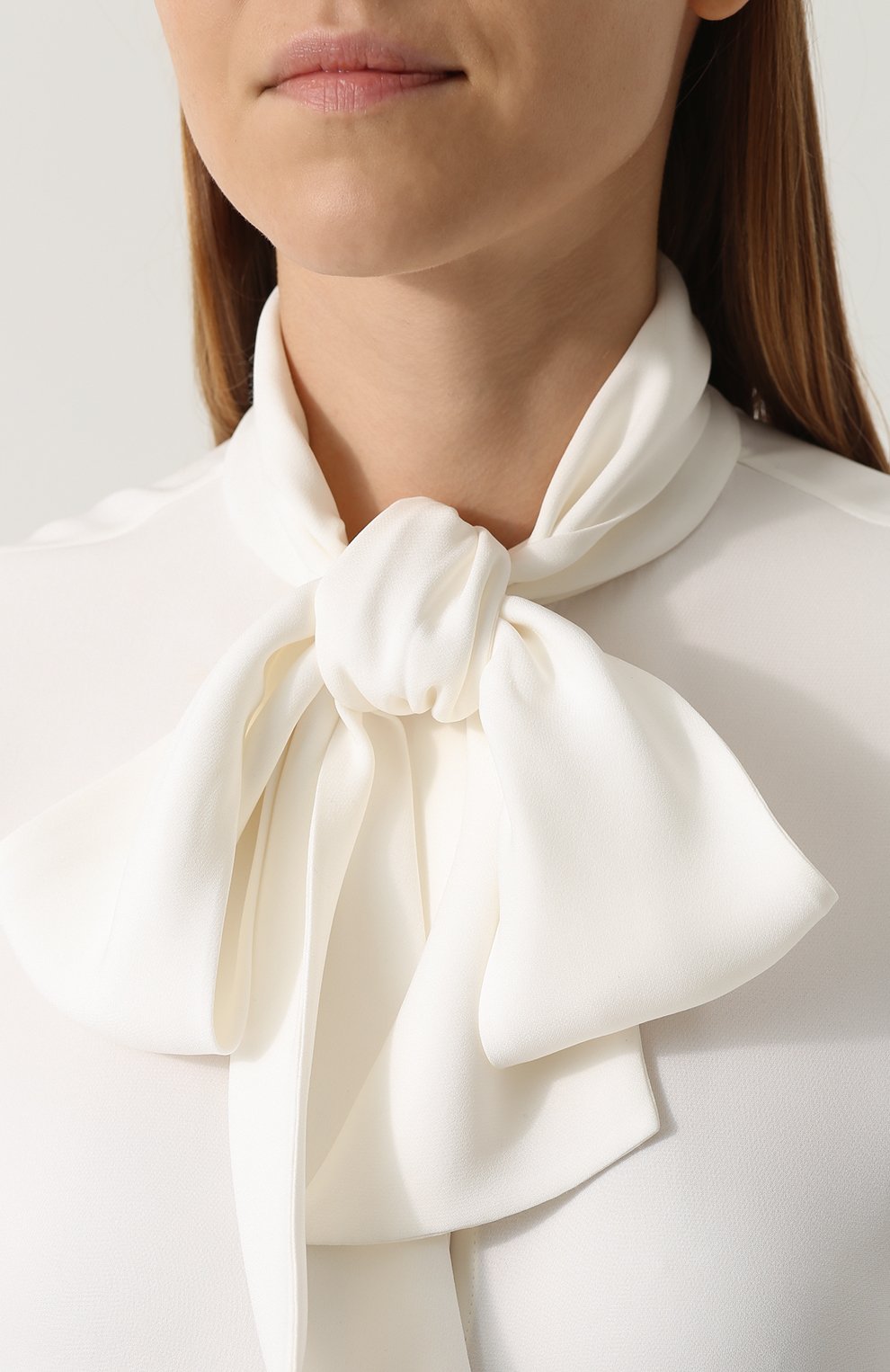 Однотонная шелковая блуза с воротником аскот LORO PIANA, арт. FAG3305, фото 5