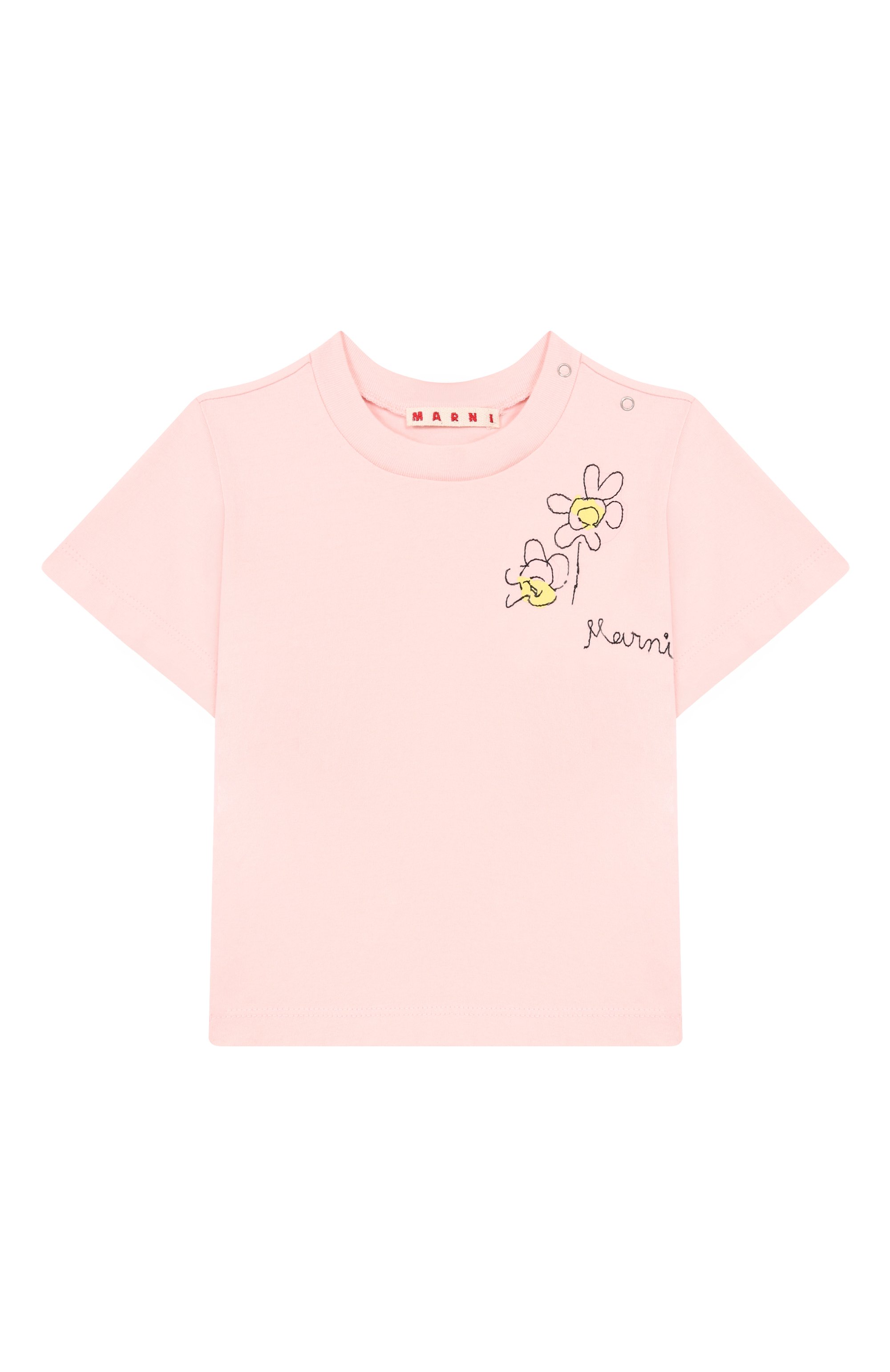 Хлопковая футболка MARNI светло-розового цвета по цене 7320 руб., арт. M01624/M00SG, фото 1 Хлопковая футболка MARNI, арт. M01624/M00SG, фото 1