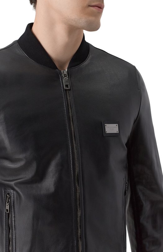 Кожаный бомбер Dolce & Gabbana G9ZY5L/HULR0 Чёрный  G9ZY5L/HULR0 Фото 5