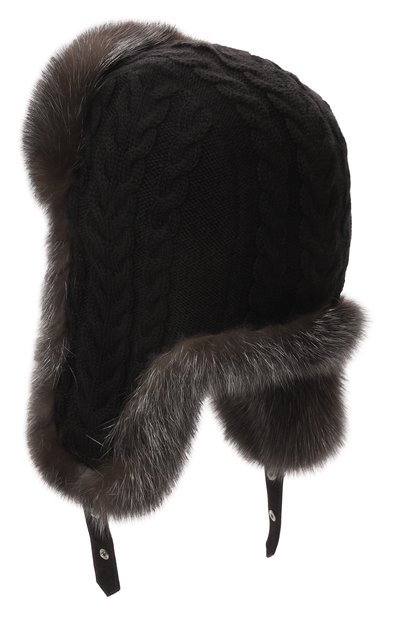 Кашемировая шапка-ушанка с мехом соболя BLACK SABLE, арт. BS-24005SS, фото 2