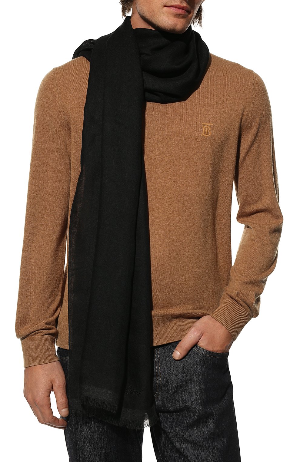 Шарф из кашемира и шелка BRIONI черного цвета по цене 88700 руб., арт. 03TB00/P1314, фото 2 Шарф из кашемира и шелка BRIONI, арт. 03TB00/P1314, фото 2