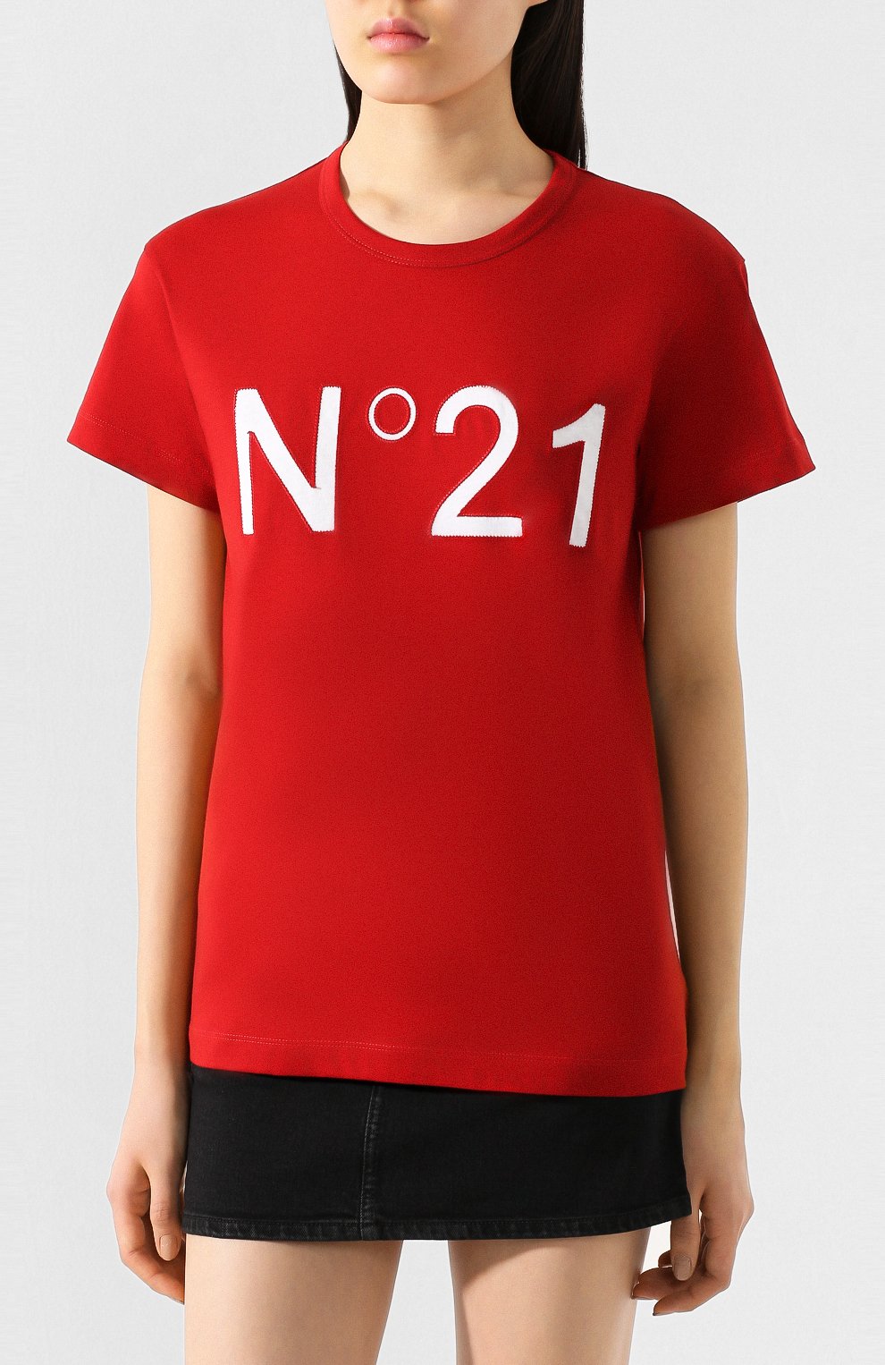 Хлопковая футболка N21 красного цвета по цене 17350 руб., арт. 20E N2P0/F011/6314, фото 3 Хлопковая футболка N21, арт. 20E N2P0/F011/6314, фото 3