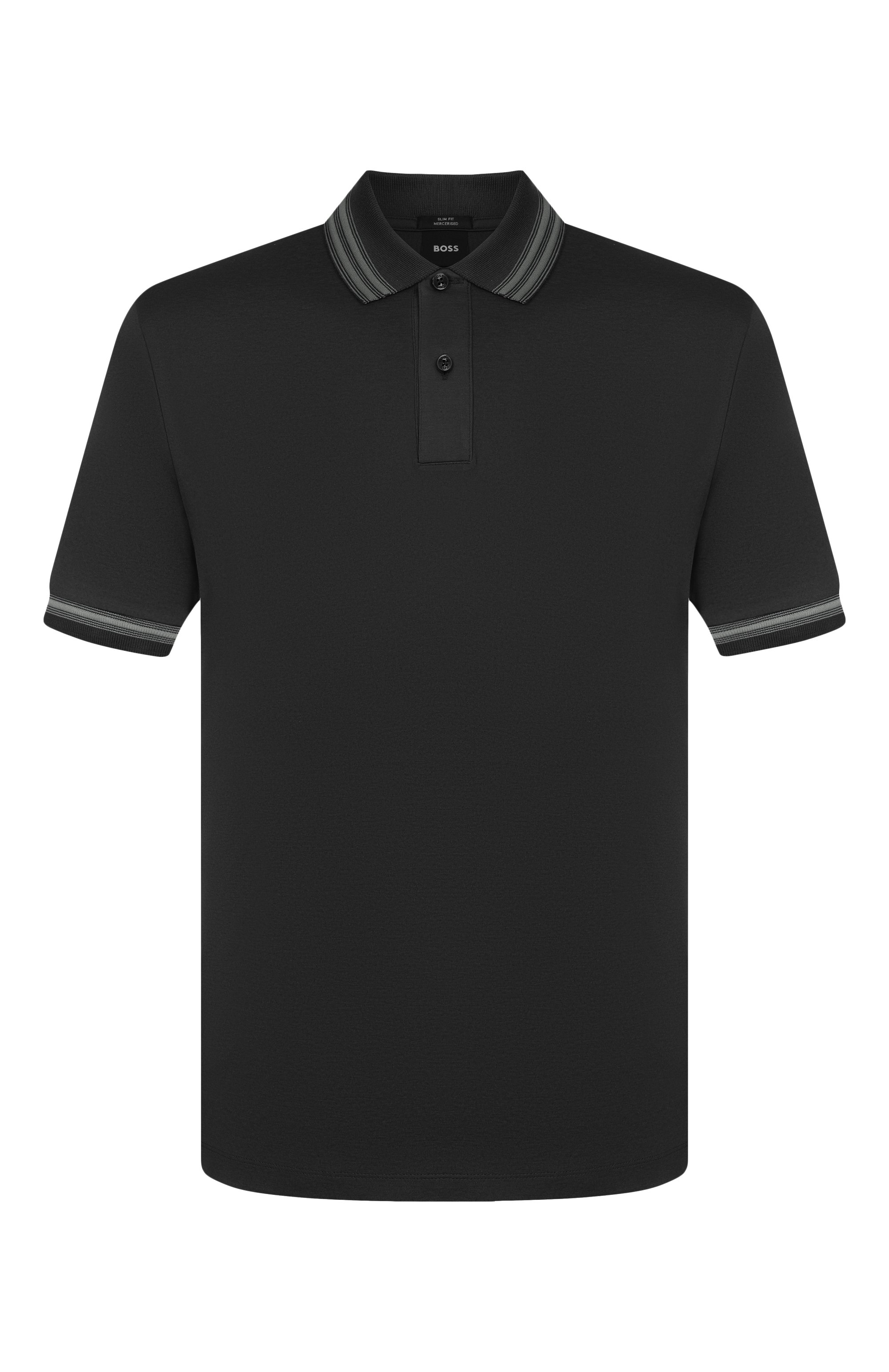 Хлопковое поло BOSS черного цвета по цене 19950 руб., арт. 50554529, фото 1 Хлопковое поло BOSS, арт. 50554529, фото 1