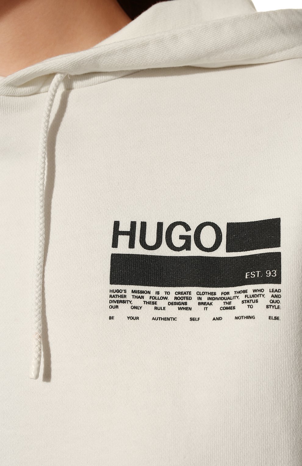 Хлопковое худи HUGO молочного цвета по цене 14300 руб., арт. 50456044, фото 5 Хлопковое худи HUGO, арт. 50456044, фото 5