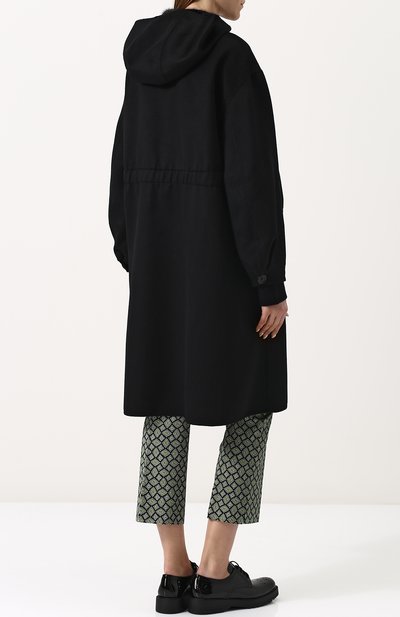 Однотонное шерстяное пальто с капюшоном PRADA, арт. P690GP-1P80-F0806, фото 4