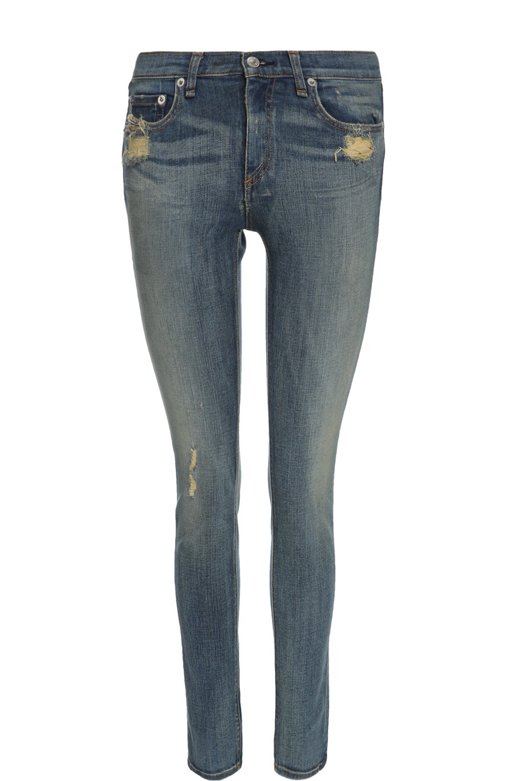 Джинсы RAG AND BONE голубого цвета по цене 21950 руб., арт. W1502K520/DESTR0YED, фото 1 Джинсы RAG AND BONE, арт. W1502K520/DESTR0YED, фото 1