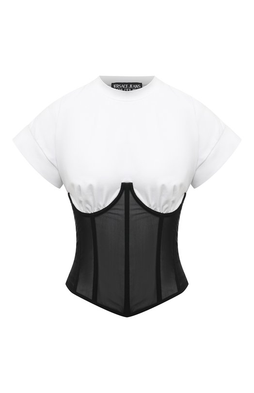 Хлопковая футболка Versace Jeans Couture 76HAH600/J0089 Чёрно-белый 76HAH600/J0089