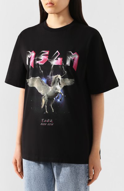 Хлопковая футболка MSGM черного цвета по цене 16200 руб., арт. 2842MDM289 207498, фото 3 Хлопковая футболка MSGM, арт. 2842MDM289 207498, фото 3