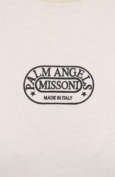 Хлопковая футболка palm angels x missoni PALM ANGELS кремового цвета по цене 29150 руб., арт. PWAA017F21JER0070310, фото 5 Хлопковая футболка palm angels x missoni PALM ANGELS, арт. PWAA017F21JER0070310, фото 5