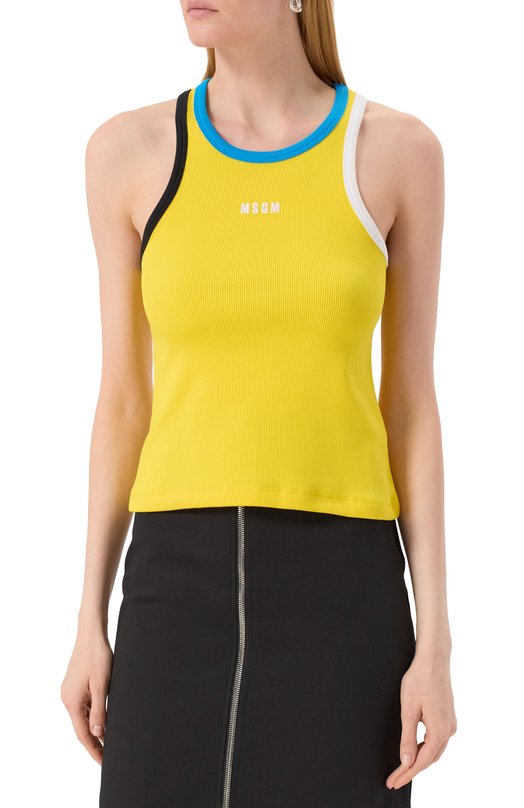 Хлопковая майка MSGM 3841MDT76/257120 Жёлтый  3841MDT76/257120 Фото 3