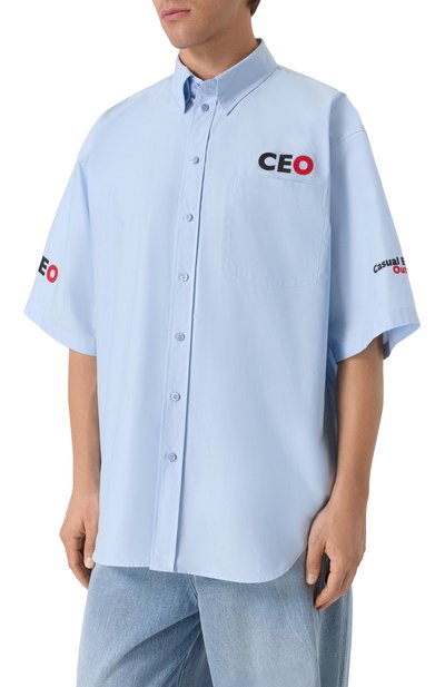 Хлопковая рубашка BALENCIAGA голубого цвета по цене 134500 руб., арт. 839187/TNM60, фото 3 Хлопковая рубашка BALENCIAGA, арт. 839187/TNM60, фото 3