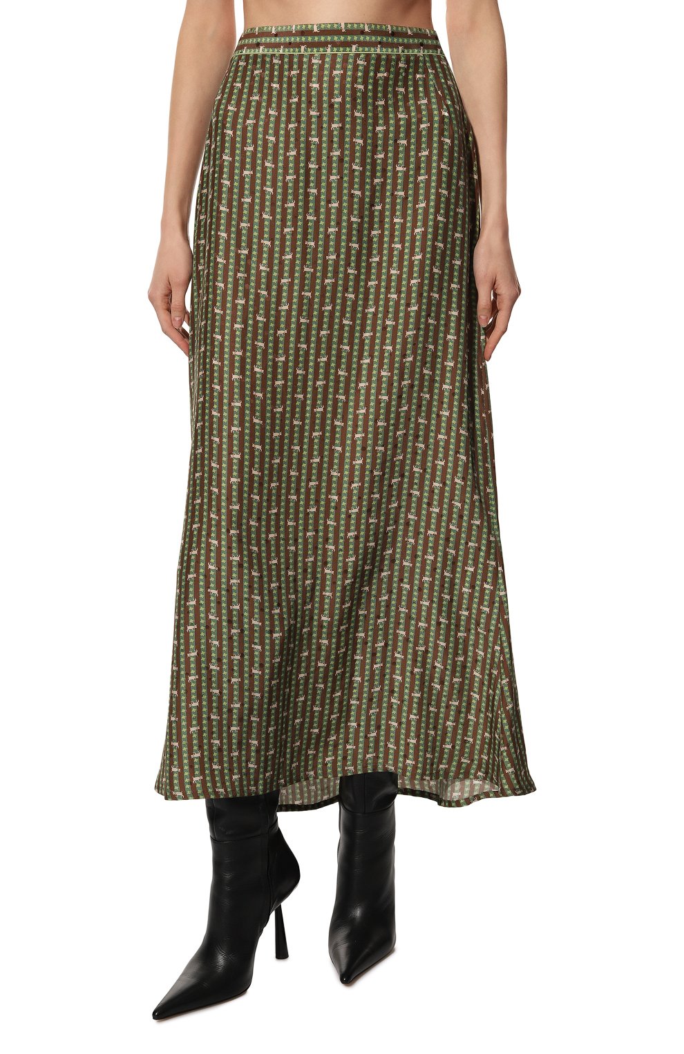 Шелковая юбка ULYANA SERGEENKO хаки цвета по цене 108000 руб., арт. GNM003SS22Ornella(4562т21), фото 3 Шелковая юбка ULYANA SERGEENKO, арт. GNM003SS22Ornella(4562т21), фото 3